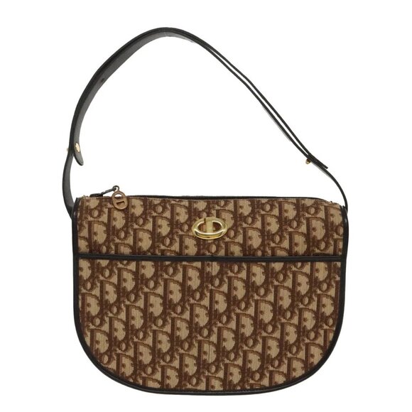 Christian Dior Trotter Canvas Shoulder Bag Gold Brown - Picture 11 of 15